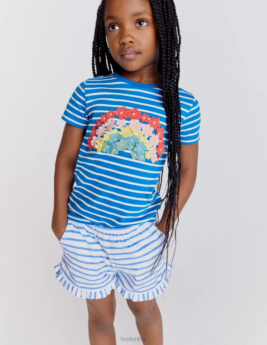 облекло Boden хавлиени шорти с волани кабана синьо/слонова кост момичета LL682994