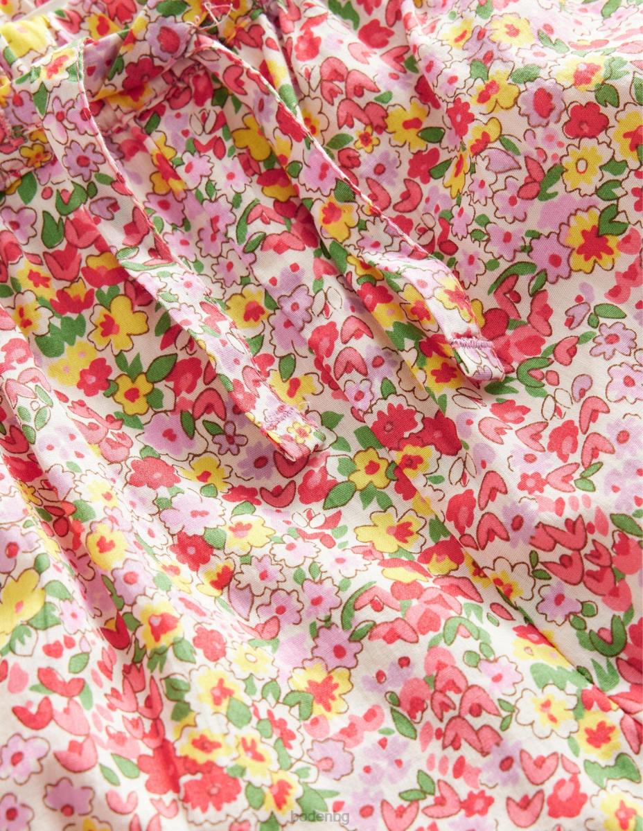 облекло Boden бродирани къси панталони прасковен пунш на цветя момичета LL683144