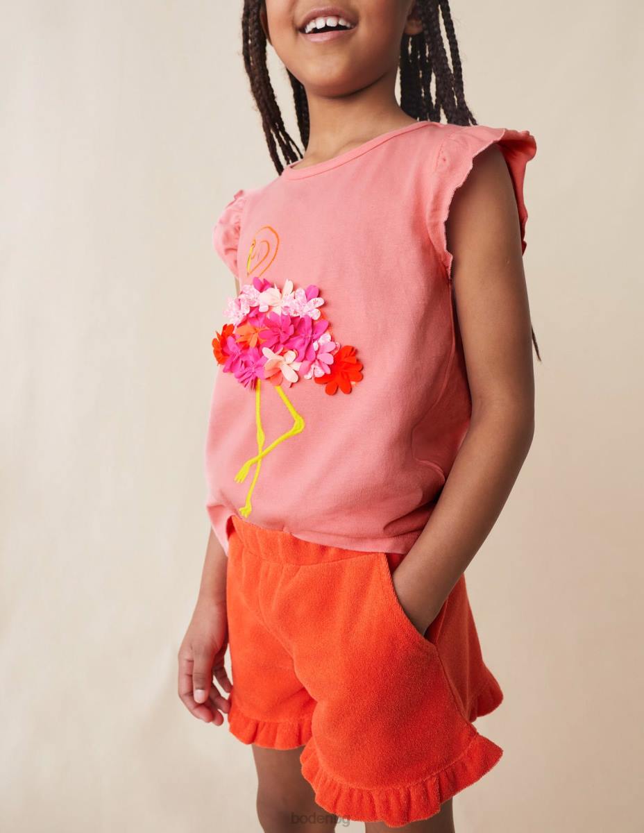 облекло Boden хавлиени шорти с волани мандарина портокал момичета LL683229