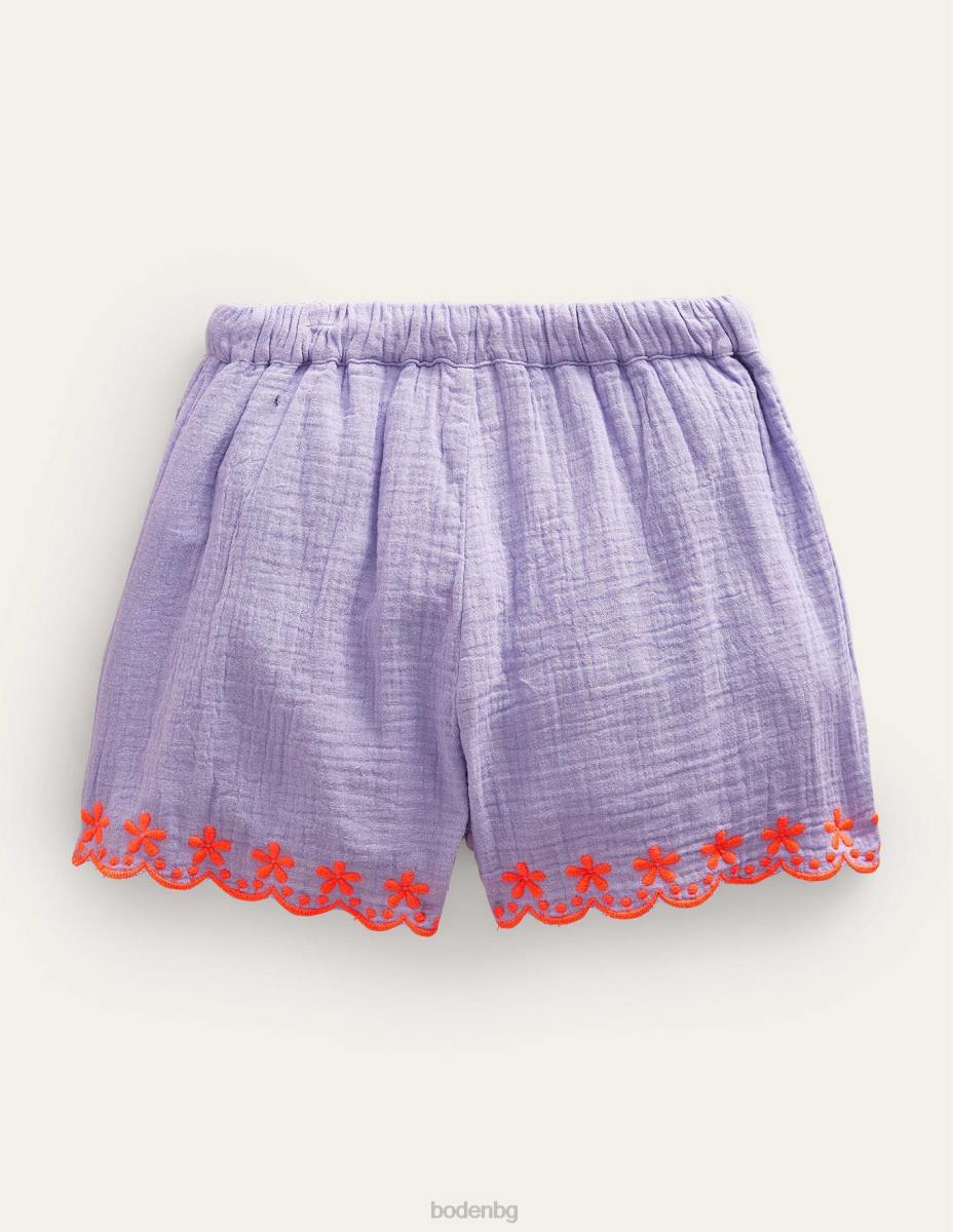 облекло Boden бродирани къси панталони красива лавандула момичета LL68775