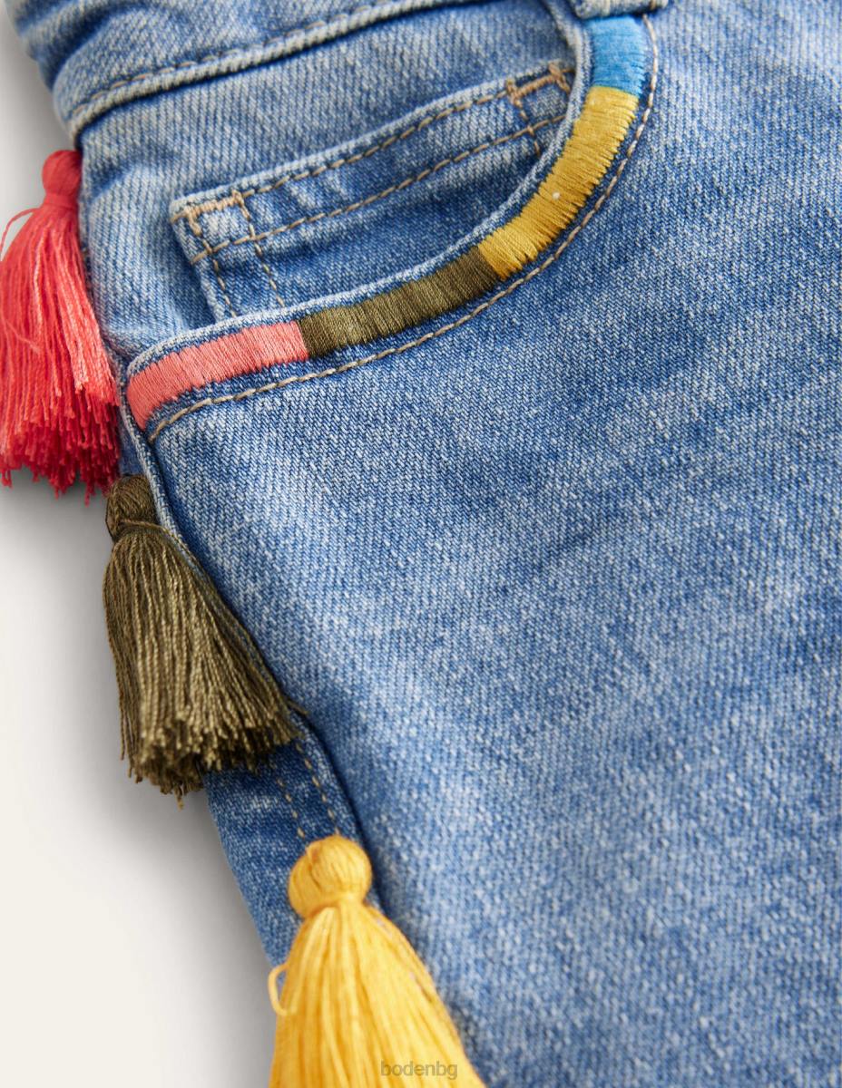 облекло Boden дънкови шорти tassle лека реколта измиване момичета LL682750