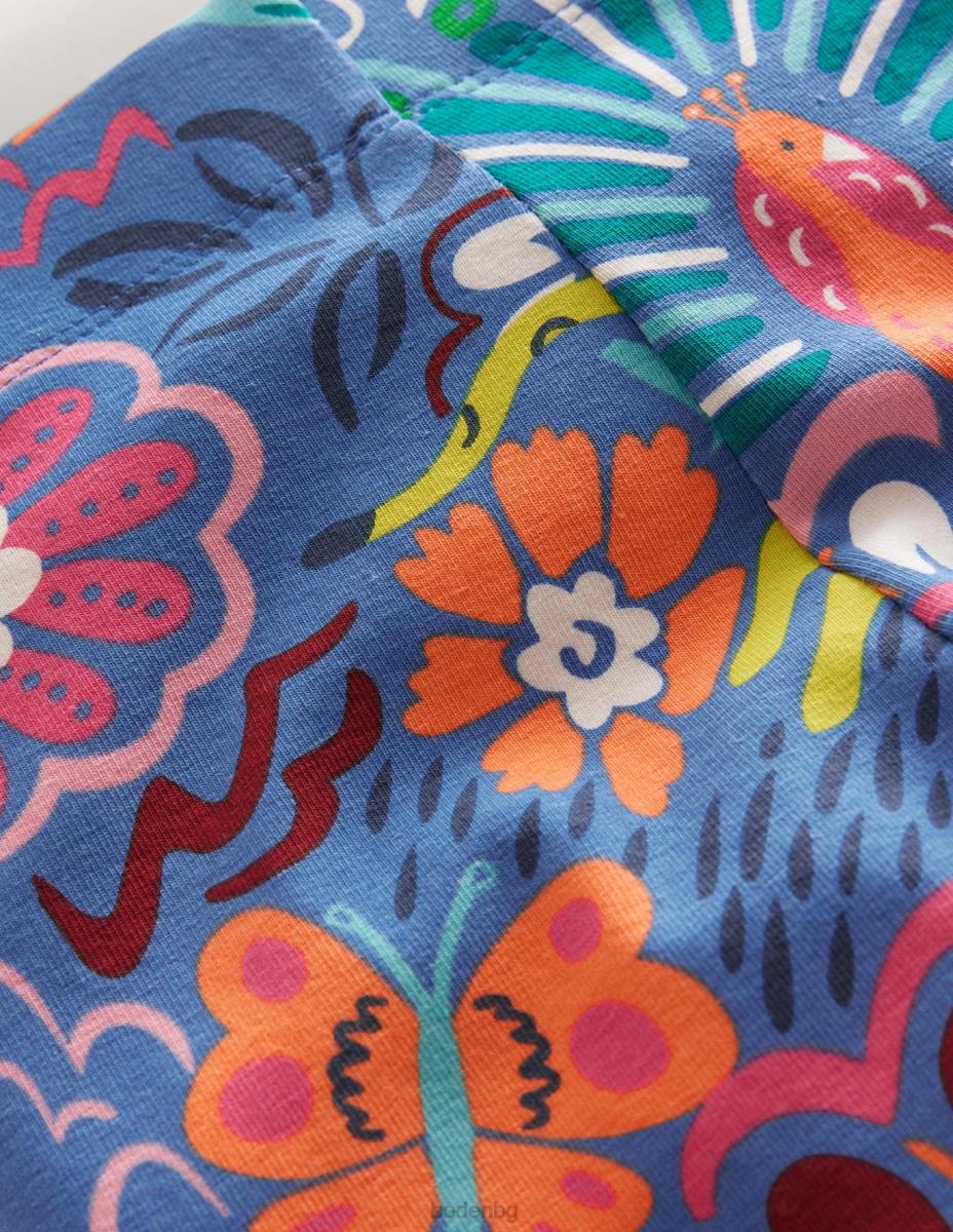 облекло Boden забавни съкратени клинове Елизабетско синьо цвете момичета LL683224