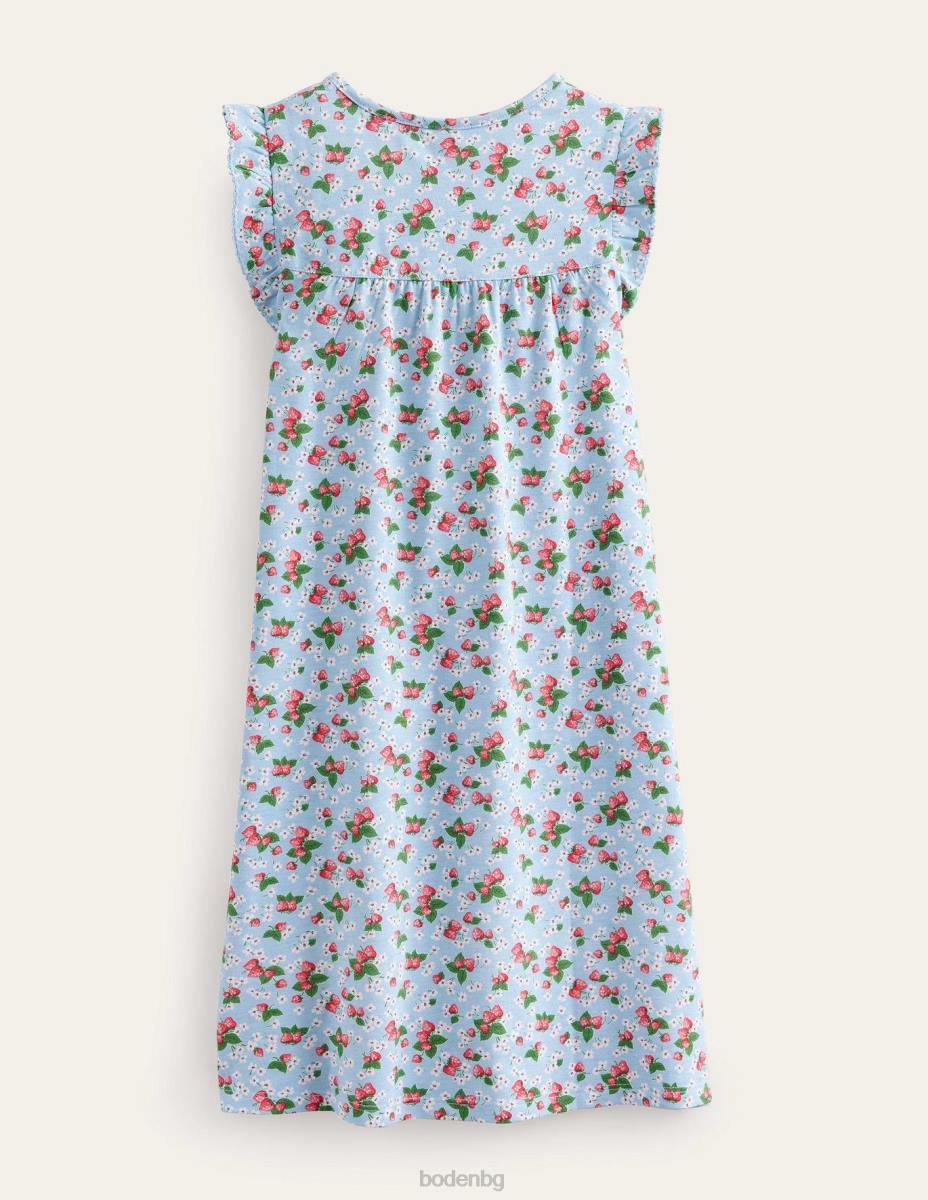 облекло Boden нощница с щампа с къс ръкав сърф сини ягоди момичета LL682843