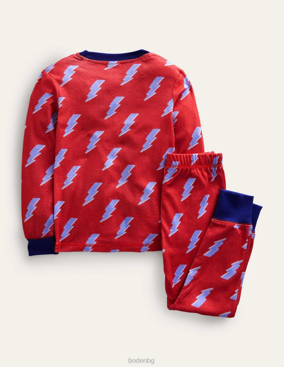 облекло Boden единична светеща в тъмното пижама червена светкавица момичета LL683103