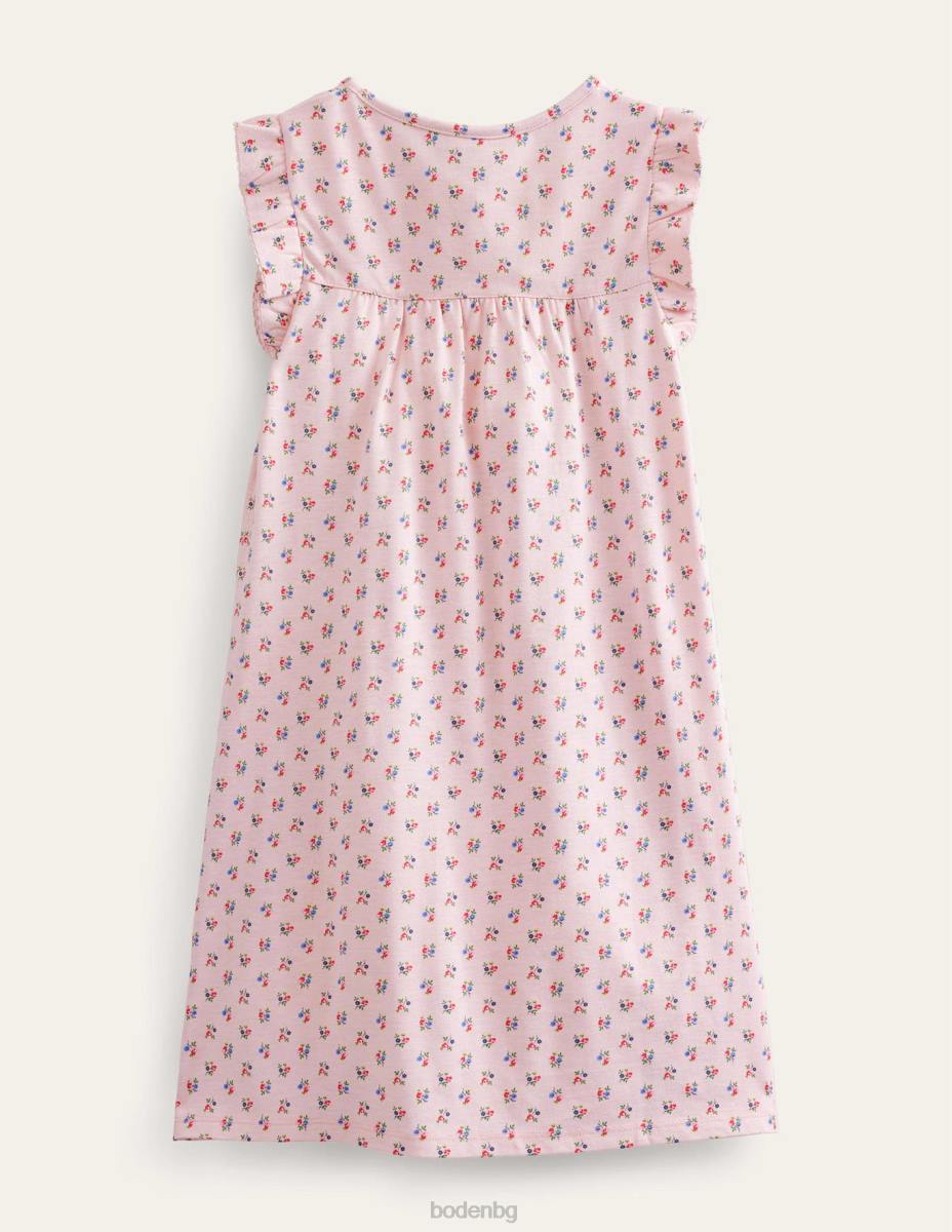 облекло Boden нощница с щампа с къс ръкав прованс прашен розов флорален момичета LL683282