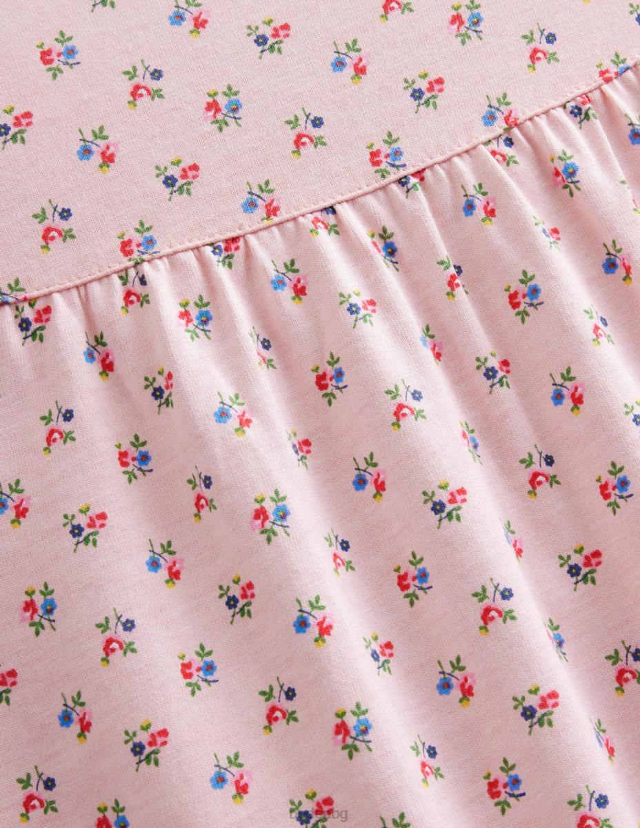 облекло Boden нощница с щампа с къс ръкав прованс прашен розов флорален момичета LL683282