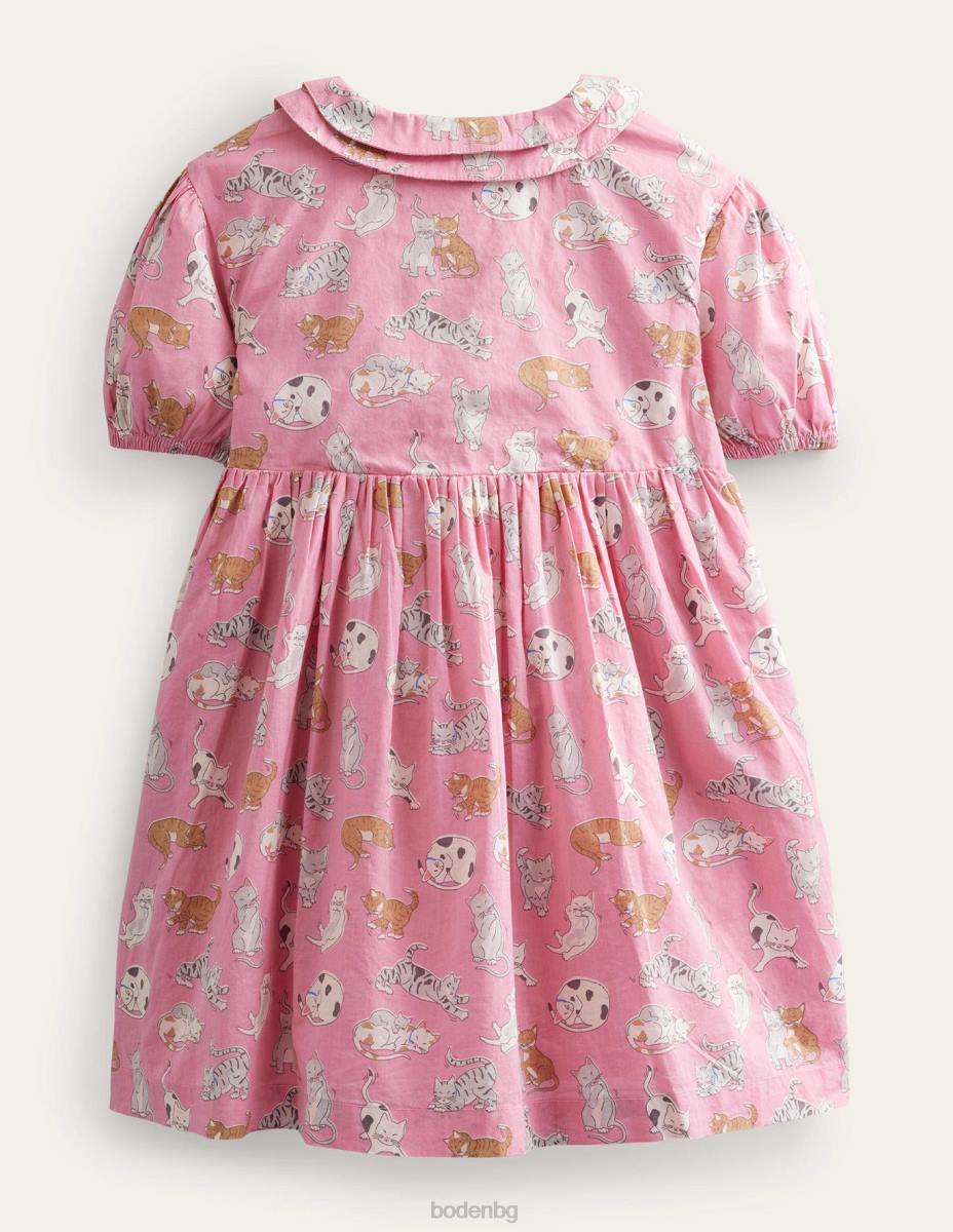 облекло Boden рокля за чай с щампа Formica розови котки момичета LL682916