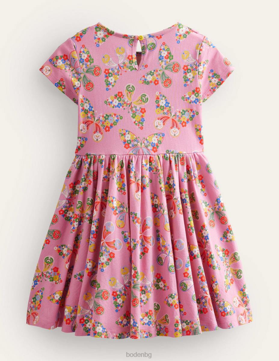 облекло Boden рокля с волани Formica розови пеперуди момичета LL683288