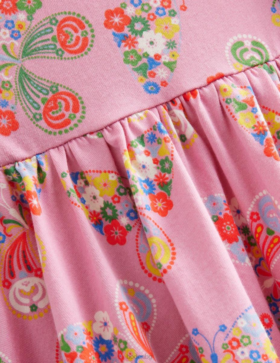 облекло Boden рокля с волани Formica розови пеперуди момичета LL683288