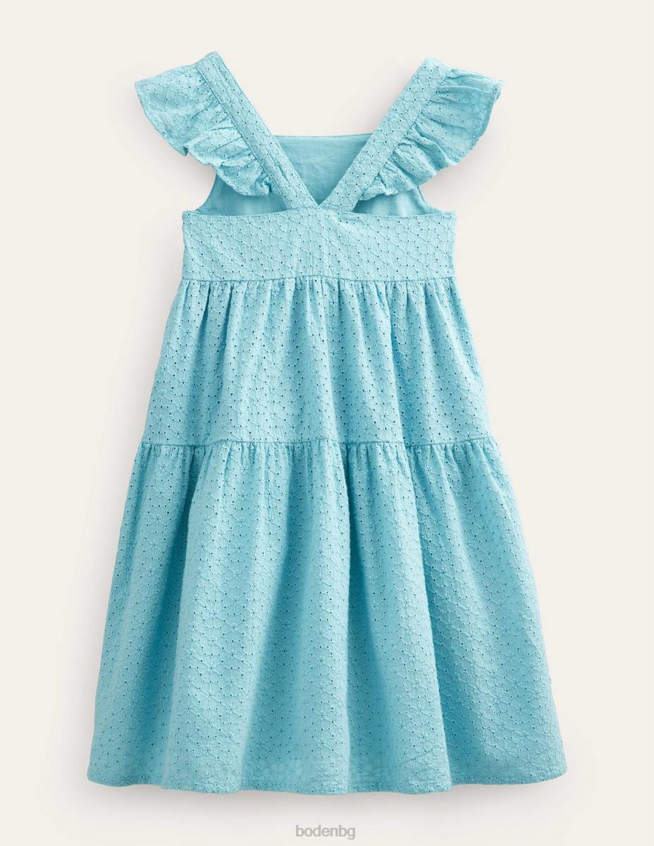 облекло Boden цялата рокля на бродери аква море момичета LL682629