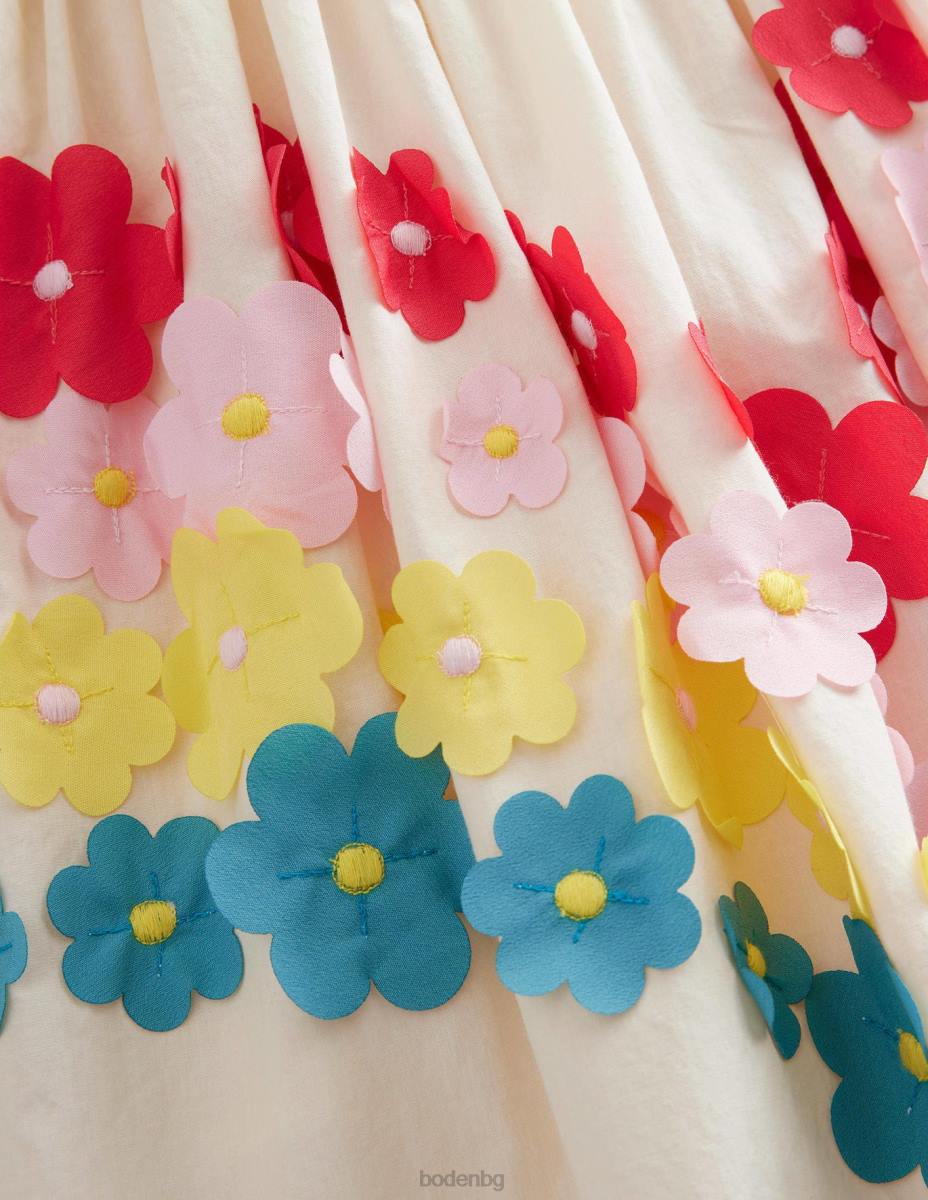 облекло Boden рокля с цветя и дъга шушулка ванилия момичета LL682775