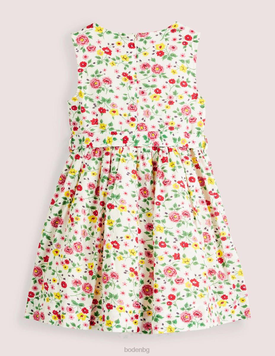 облекло Boden винтидж рокля цветя от слонова кост момичета LL682782