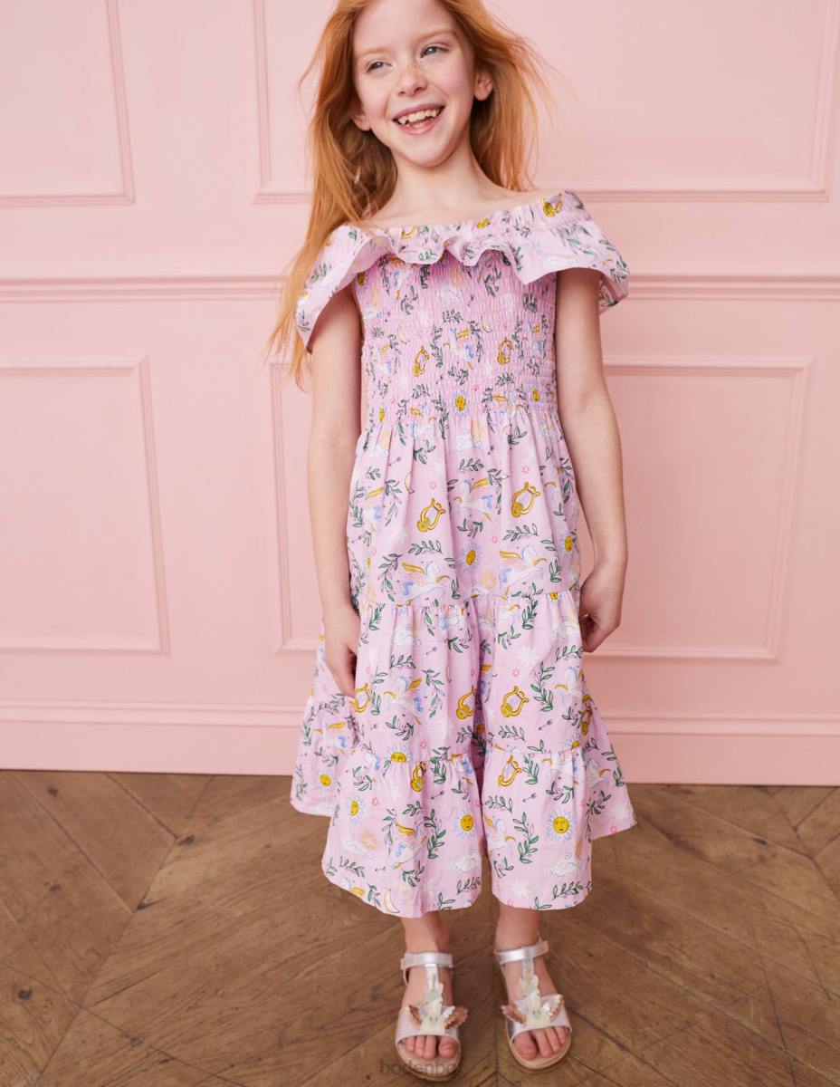 облекло Boden миди рокля с ризи привлекателна гръцка орхидея момичета LL682801