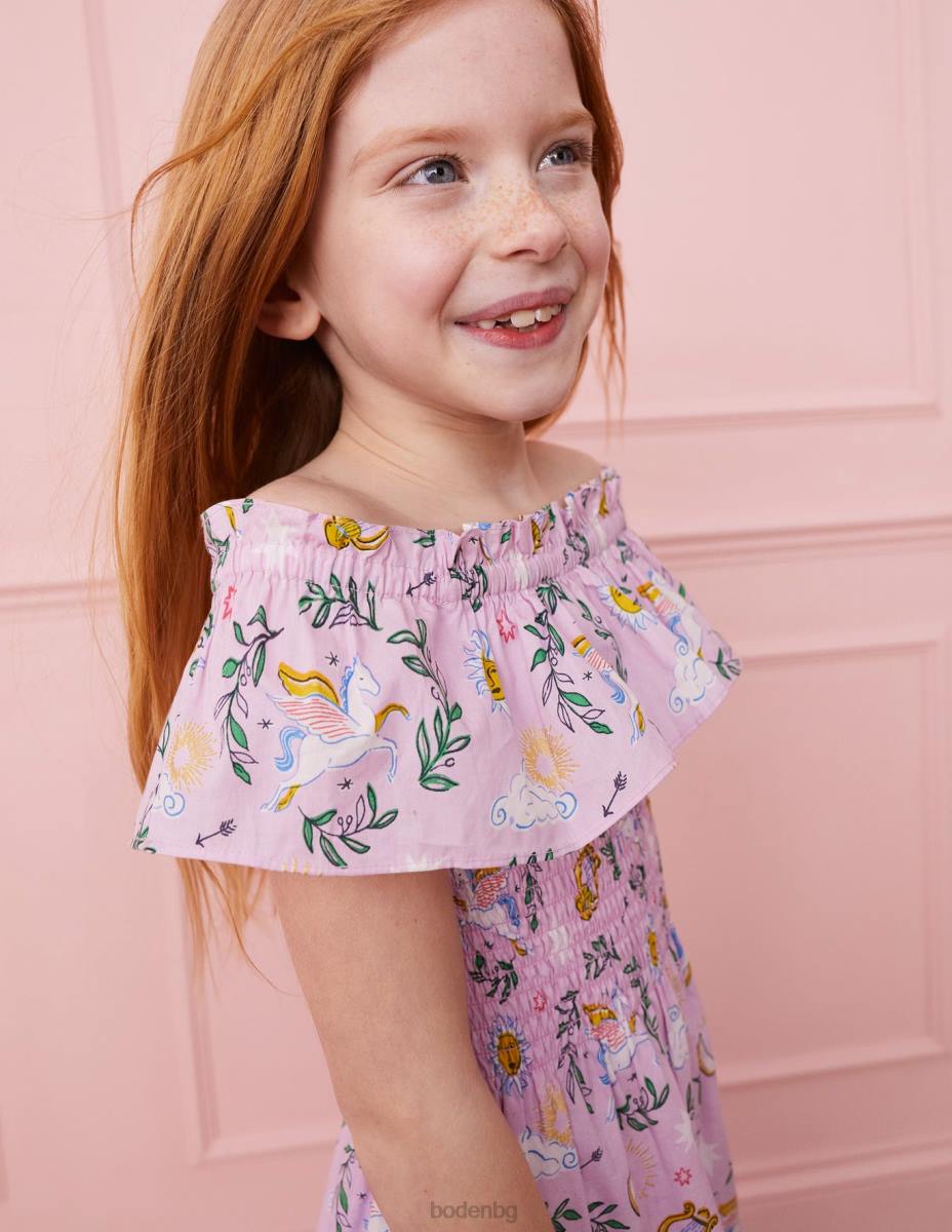 облекло Boden миди рокля с ризи привлекателна гръцка орхидея момичета LL682801