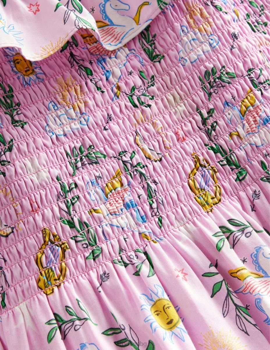 облекло Boden миди рокля с ризи привлекателна гръцка орхидея момичета LL682801