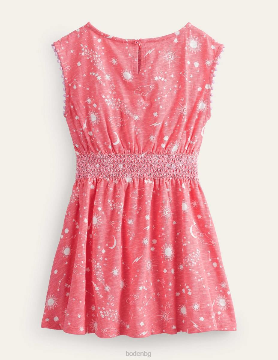 облекло Boden празнична рокля с принт прасковен пунш розов момичета LL682804