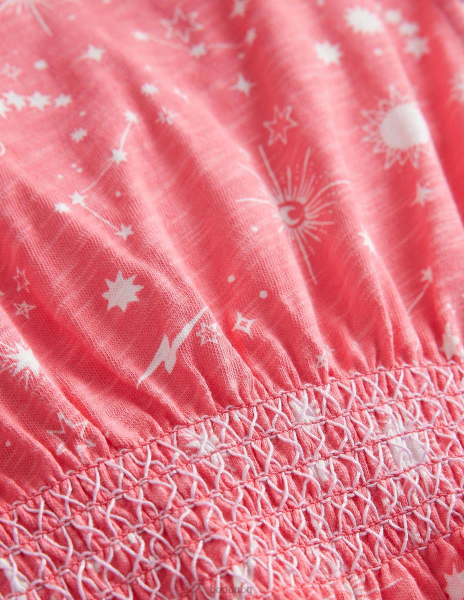 облекло Boden празнична рокля с принт прасковен пунш розов момичета LL682804