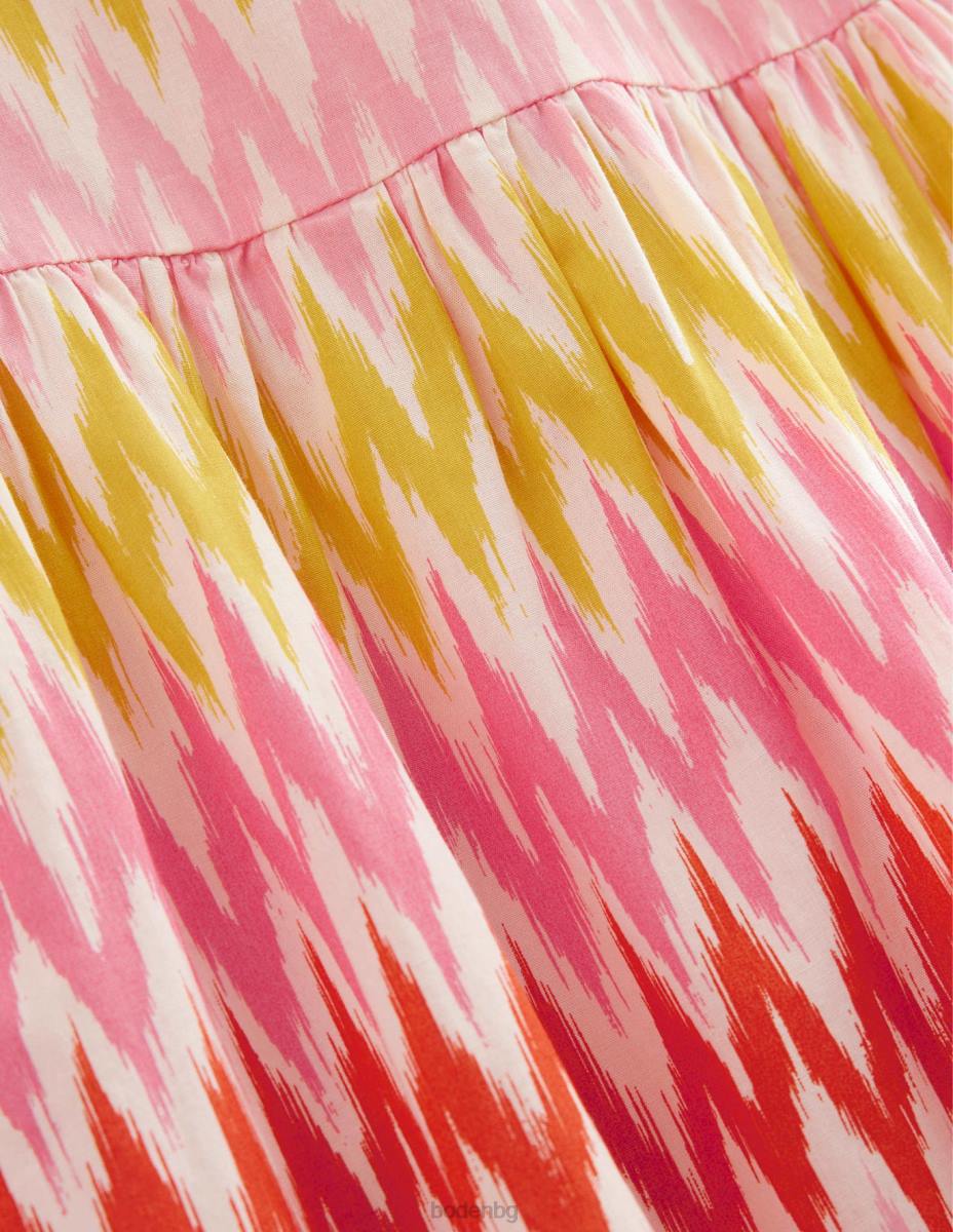 облекло Boden рокля с щампован ръкав прасковен шербет момичета LL682807