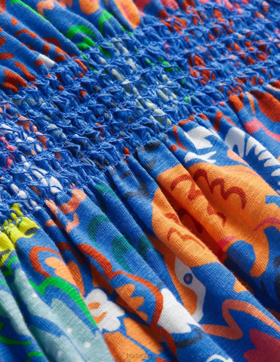 облекло Boden празнична рокля с принт Елизабетски сини животни момичета LL682816