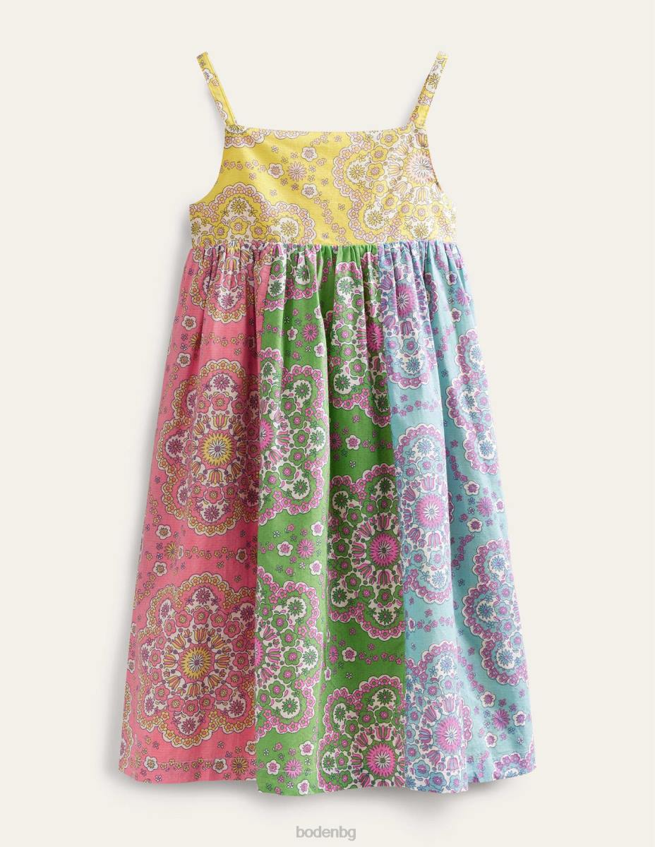 облекло Boden миди рокля с презрамки мулти главозамайваща маргаритка момичета LL682820