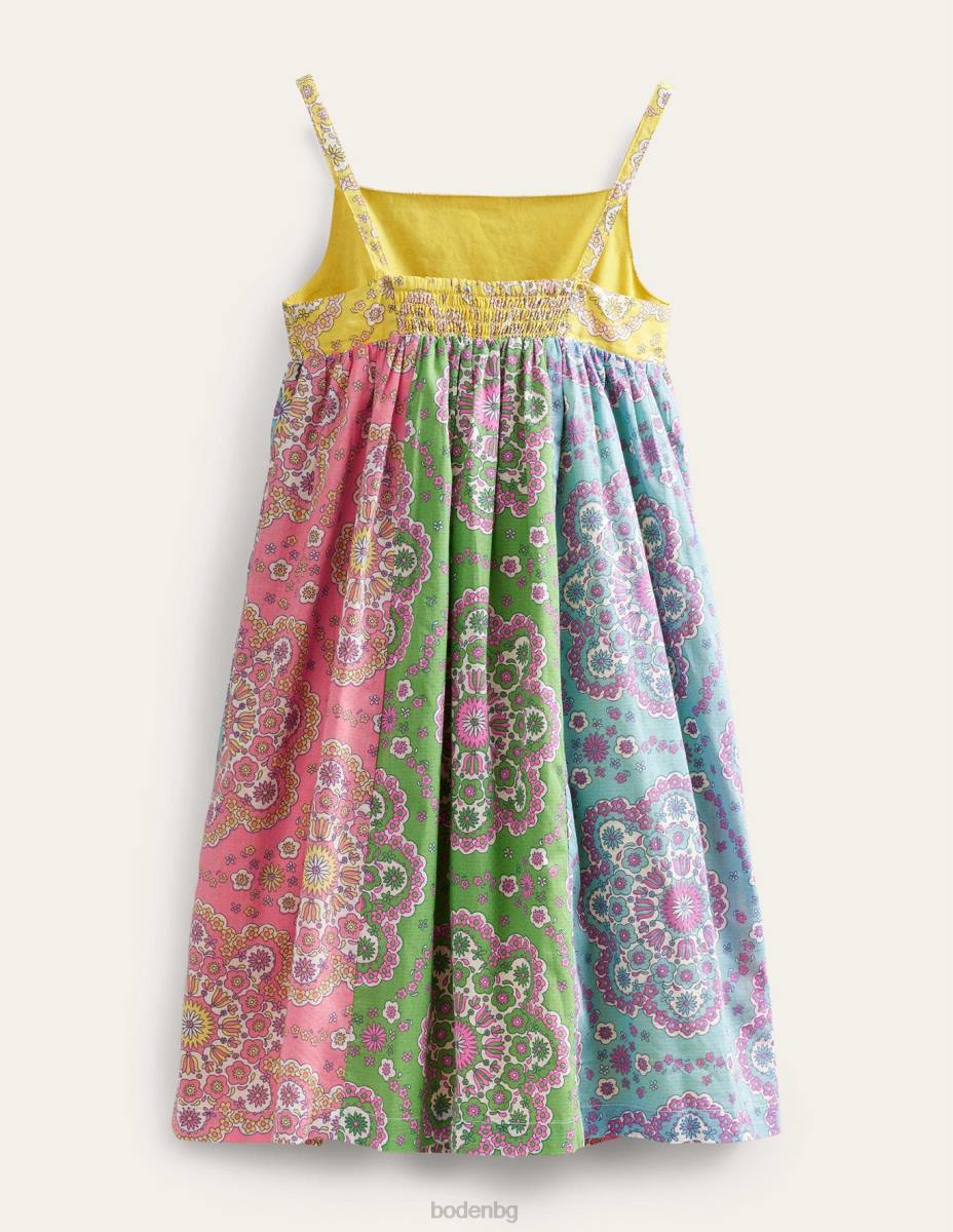 облекло Boden миди рокля с презрамки мулти главозамайваща маргаритка момичета LL682820