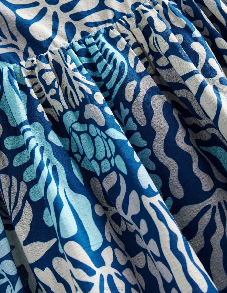 облекло Boden миди рокля с презрамки десен коралов риф момичета LL682821