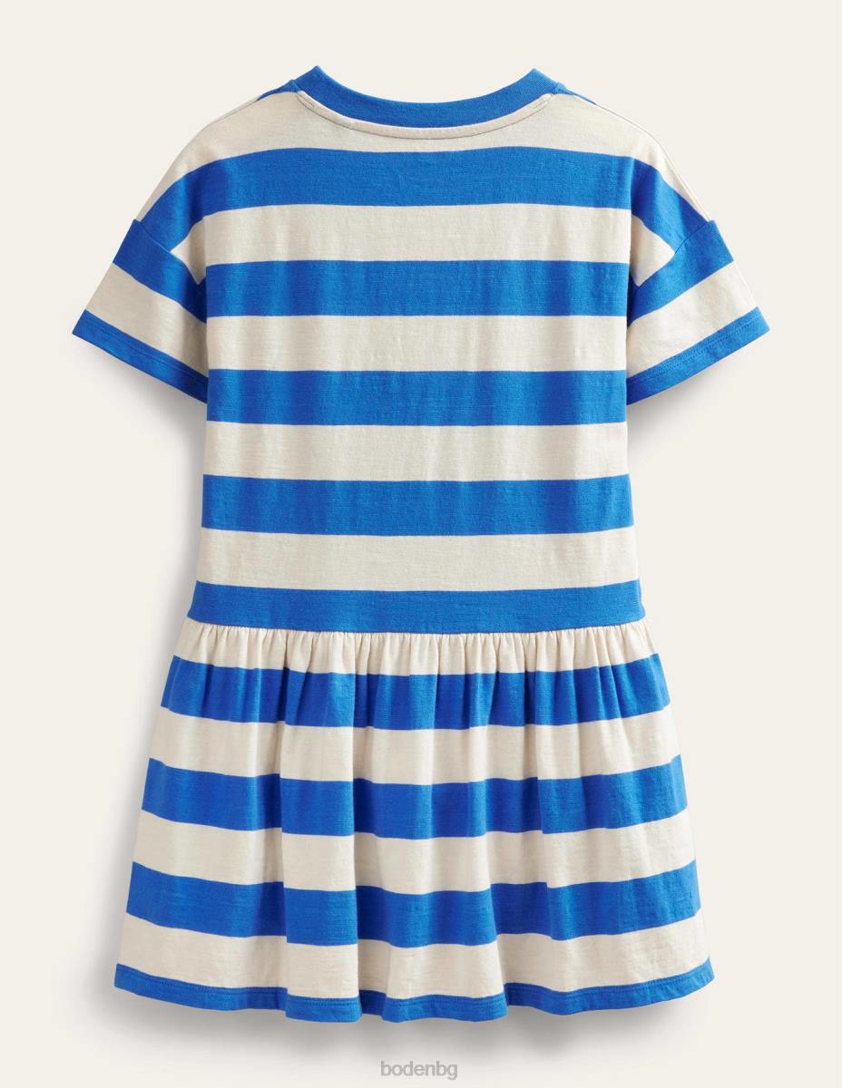 облекло Boden графична ежедневна рокля от трико кабана синьо/слонова кост момичета LL682824