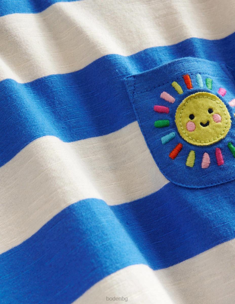 облекло Boden графична ежедневна рокля от трико кабана синьо/слонова кост момичета LL682824