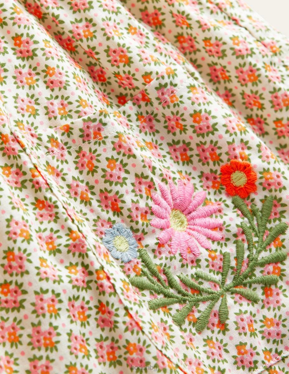 облекло Boden бродирана рокля на едро цвят шушулка ванилия момичета LL682825