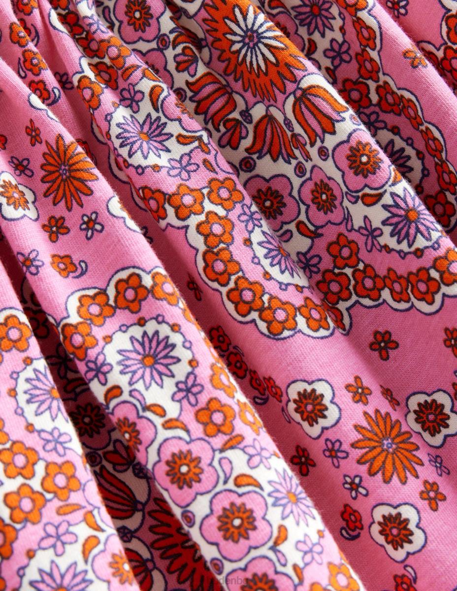 облекло Boden плетена рокля с презрамки от трико ярки листенца розови маргаритки момичета LL682830