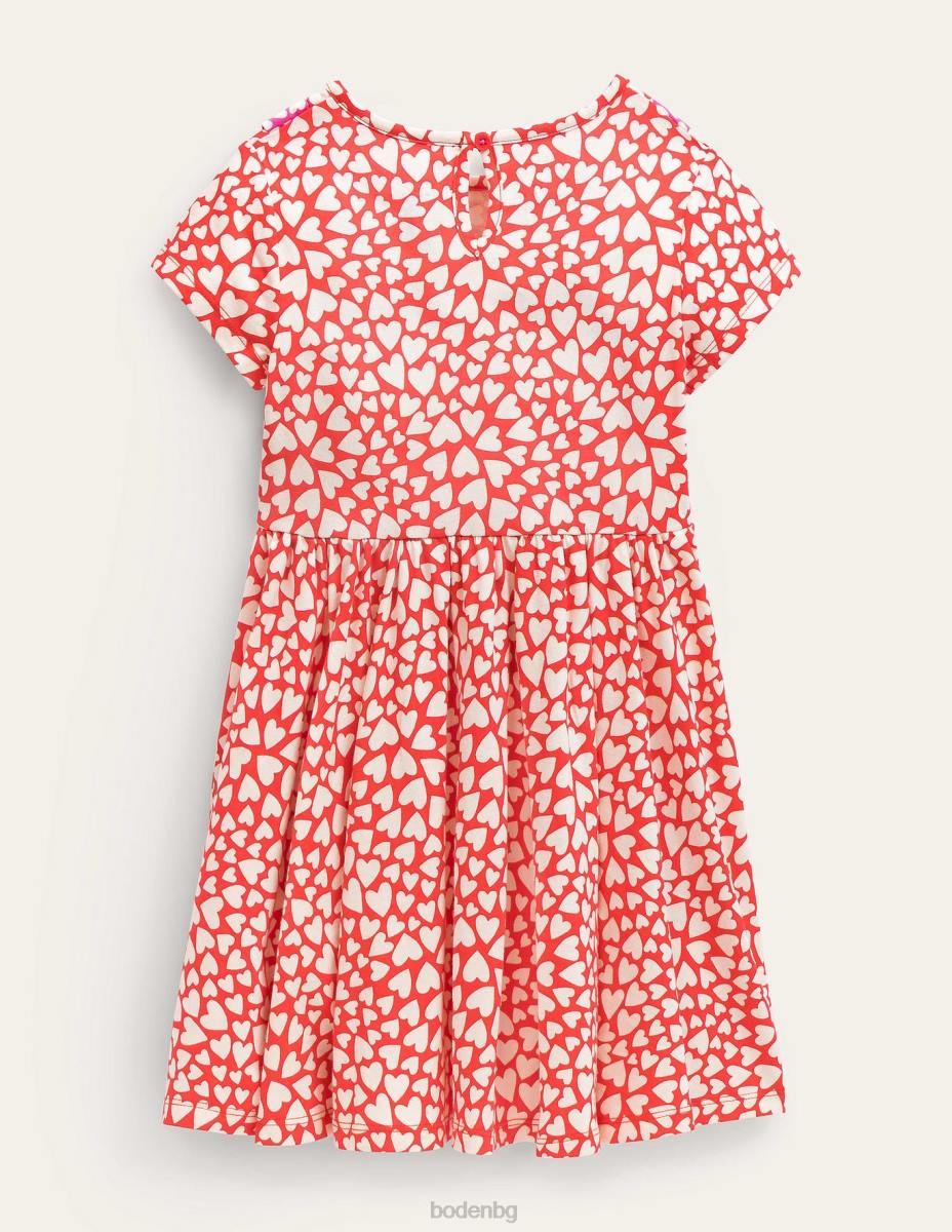 облекло Boden рокля с волани ягодов тарт червени сърца момичета LL682838