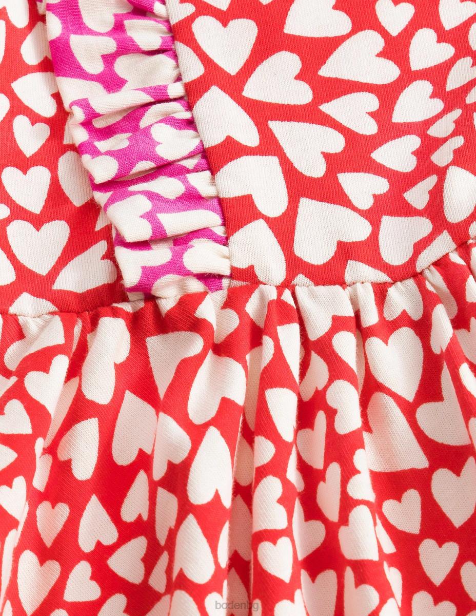 облекло Boden рокля с волани ягодов тарт червени сърца момичета LL682838