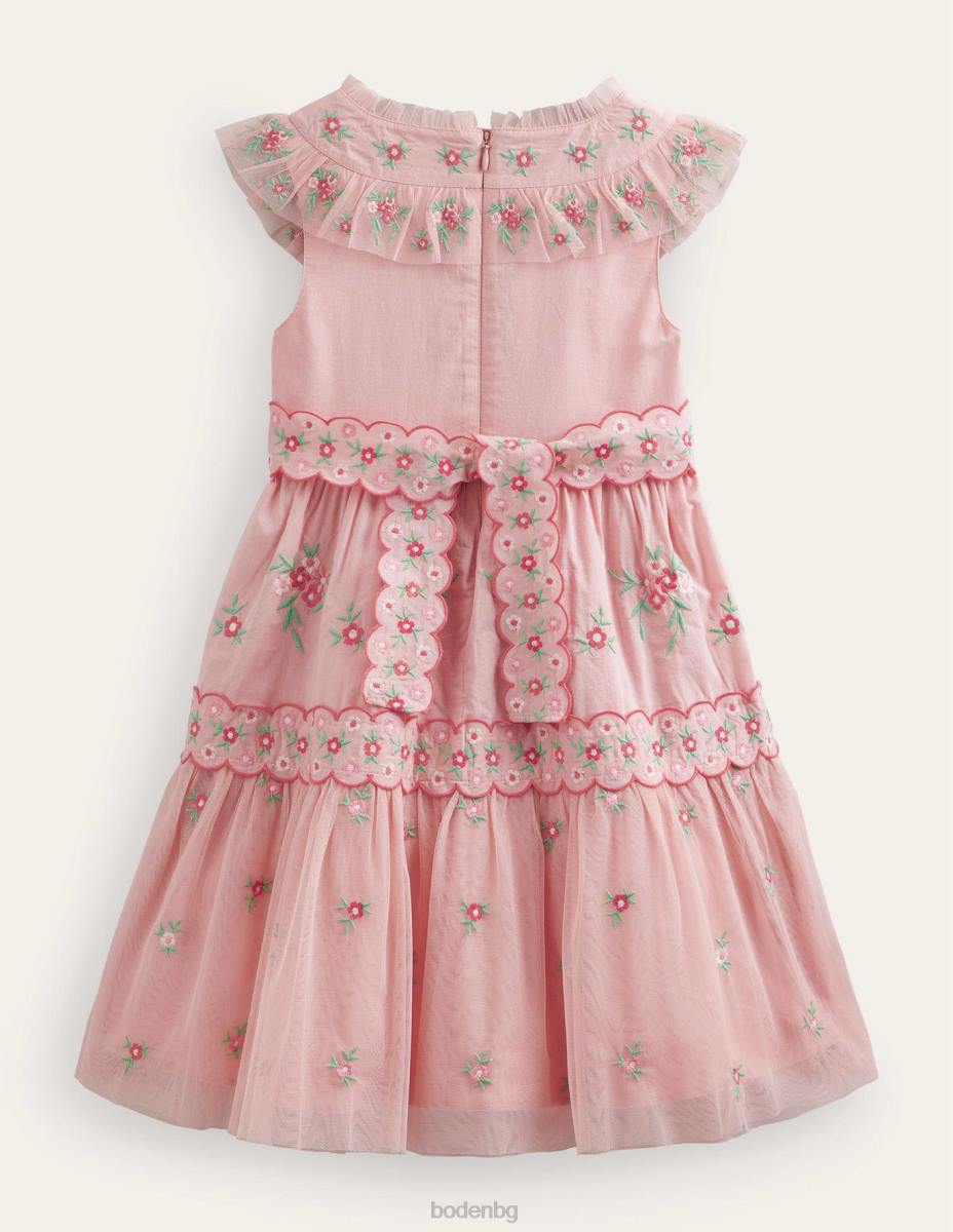 облекло Boden бродирана рокля от тюл прованс розово момичета LL682844