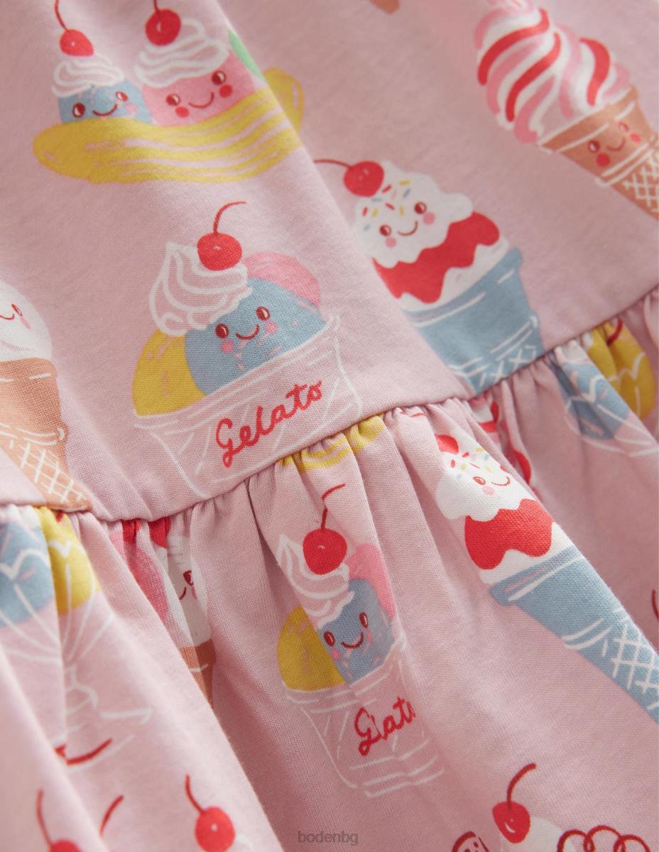 облекло Boden макси рокля от трико френски розов сладолед момичета LL682845