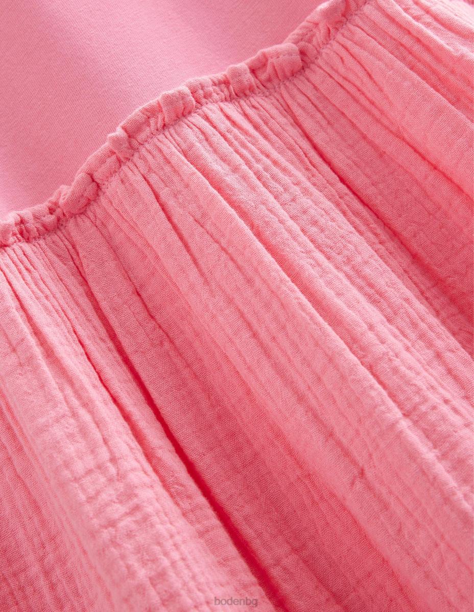 облекло Boden рокля от смесена тъкан азалия розова момичета LL682858