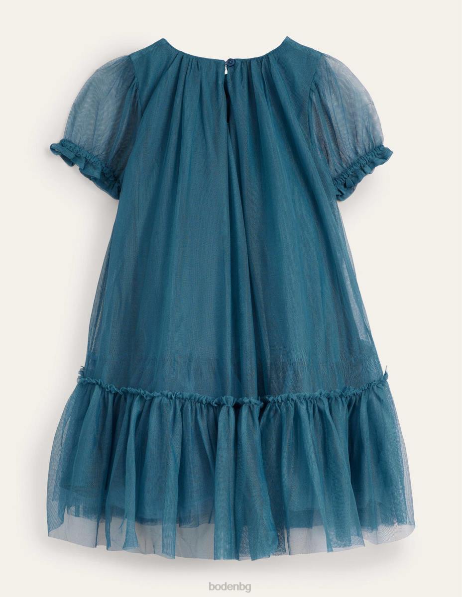 облекло Boden развяваща се рокля на цветя балтийско синьо момичета LL682859