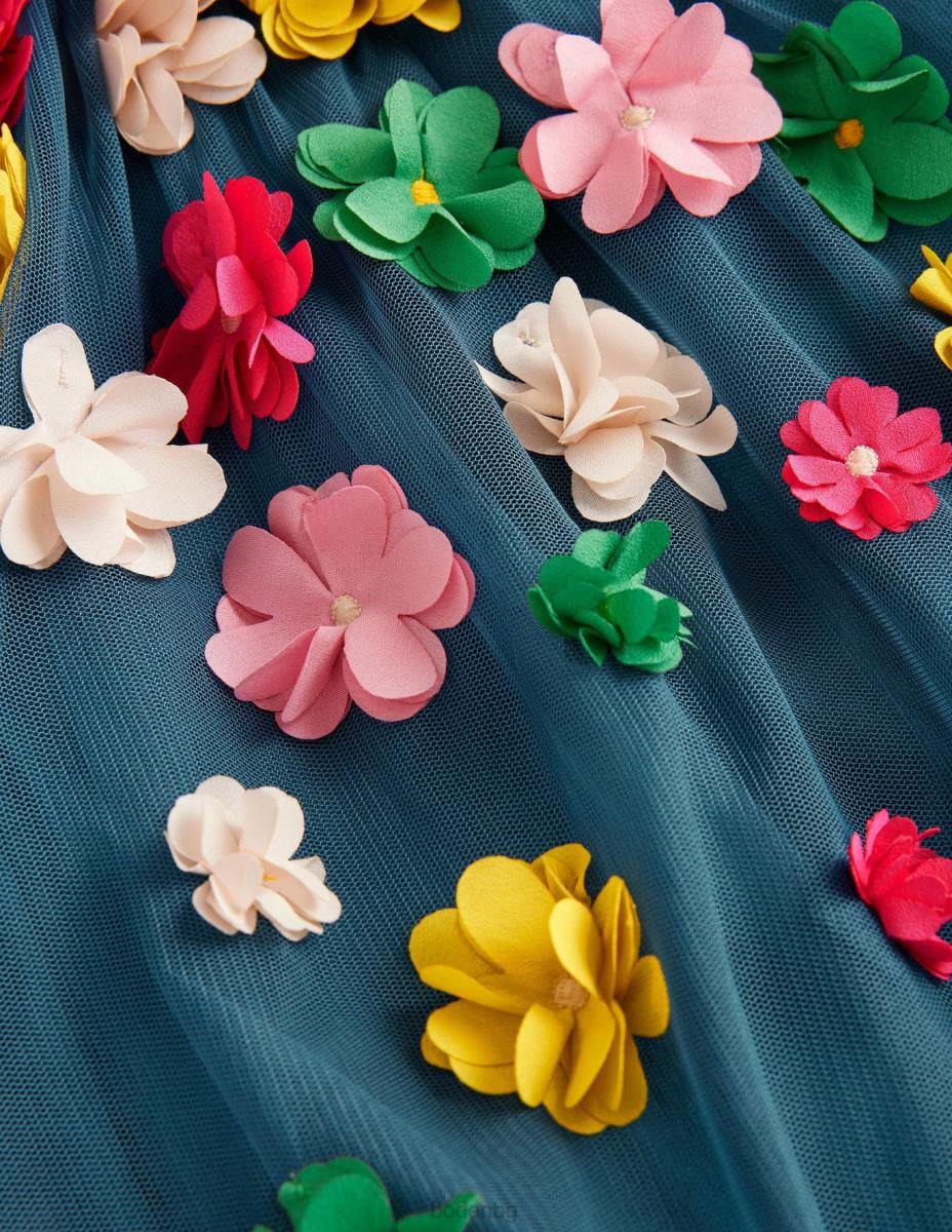 облекло Boden развяваща се рокля на цветя балтийско синьо момичета LL682859