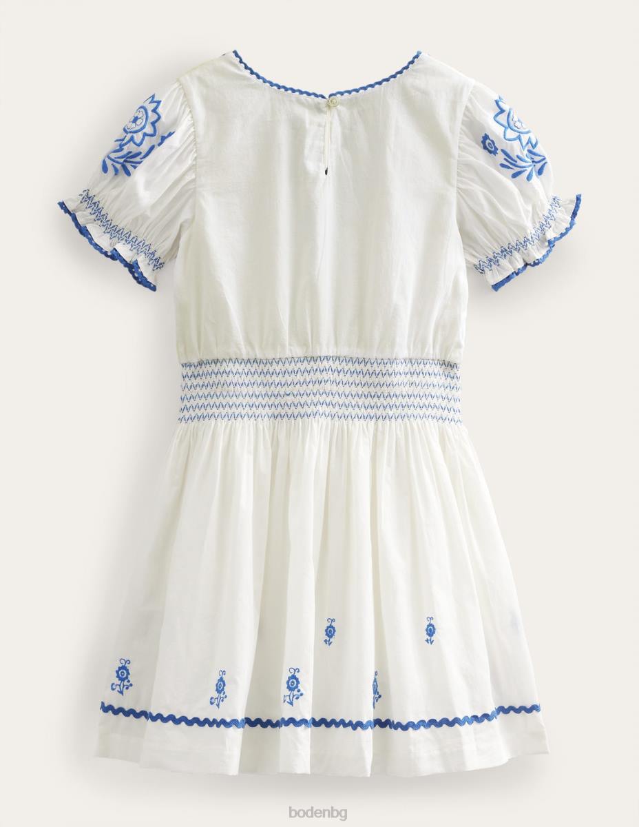 облекло Boden бродирана рокля с ризи шушулка ванилия момичета LL682860