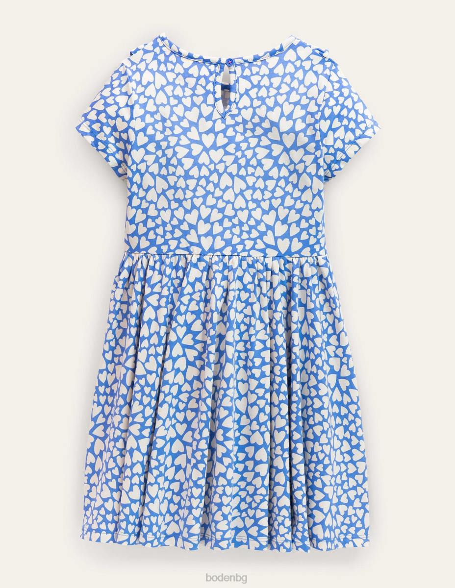 облекло Boden рокля с волани Пензанс сини сърца момичета LL682871