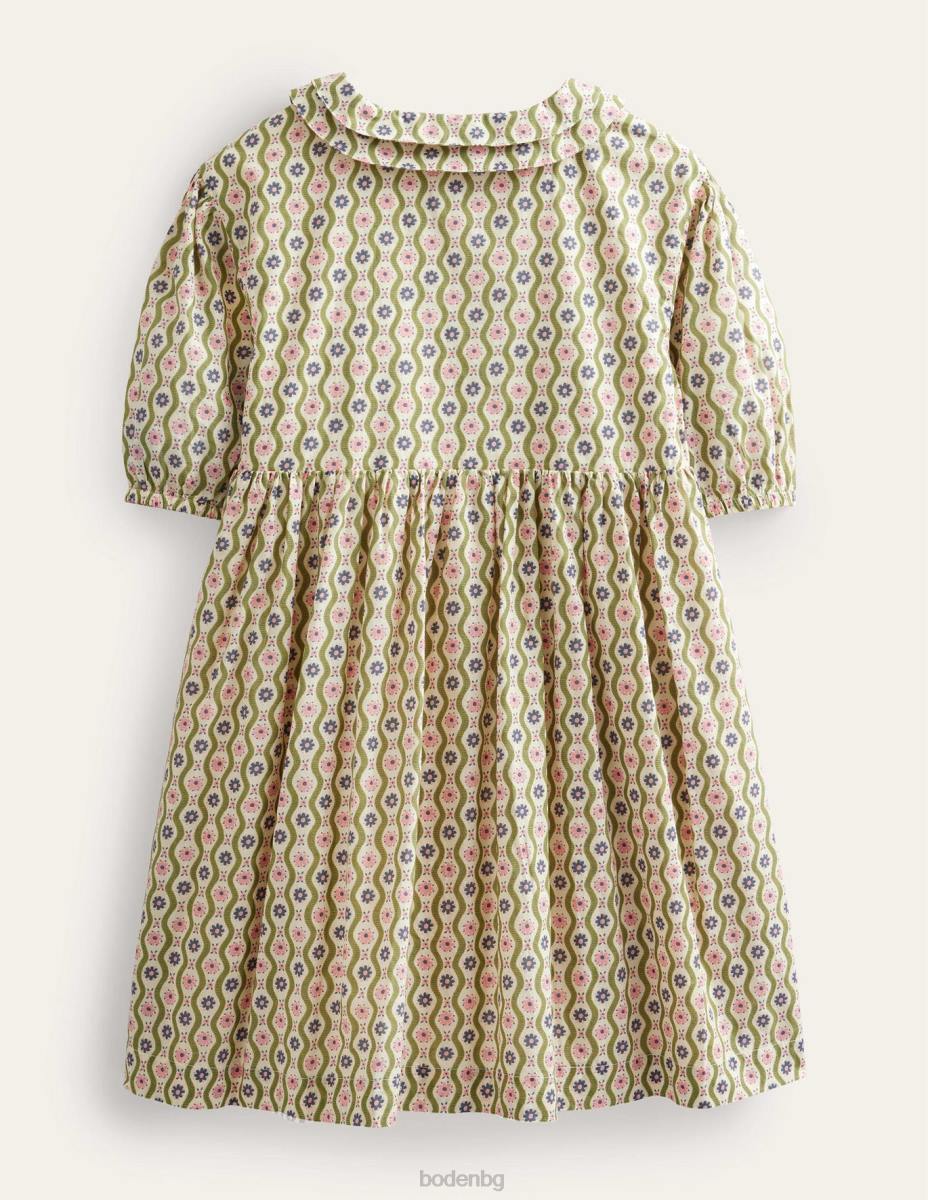 облекло Boden рокля за чай с щампа шушулка ванилия маргаритка вълна момичета LL682880