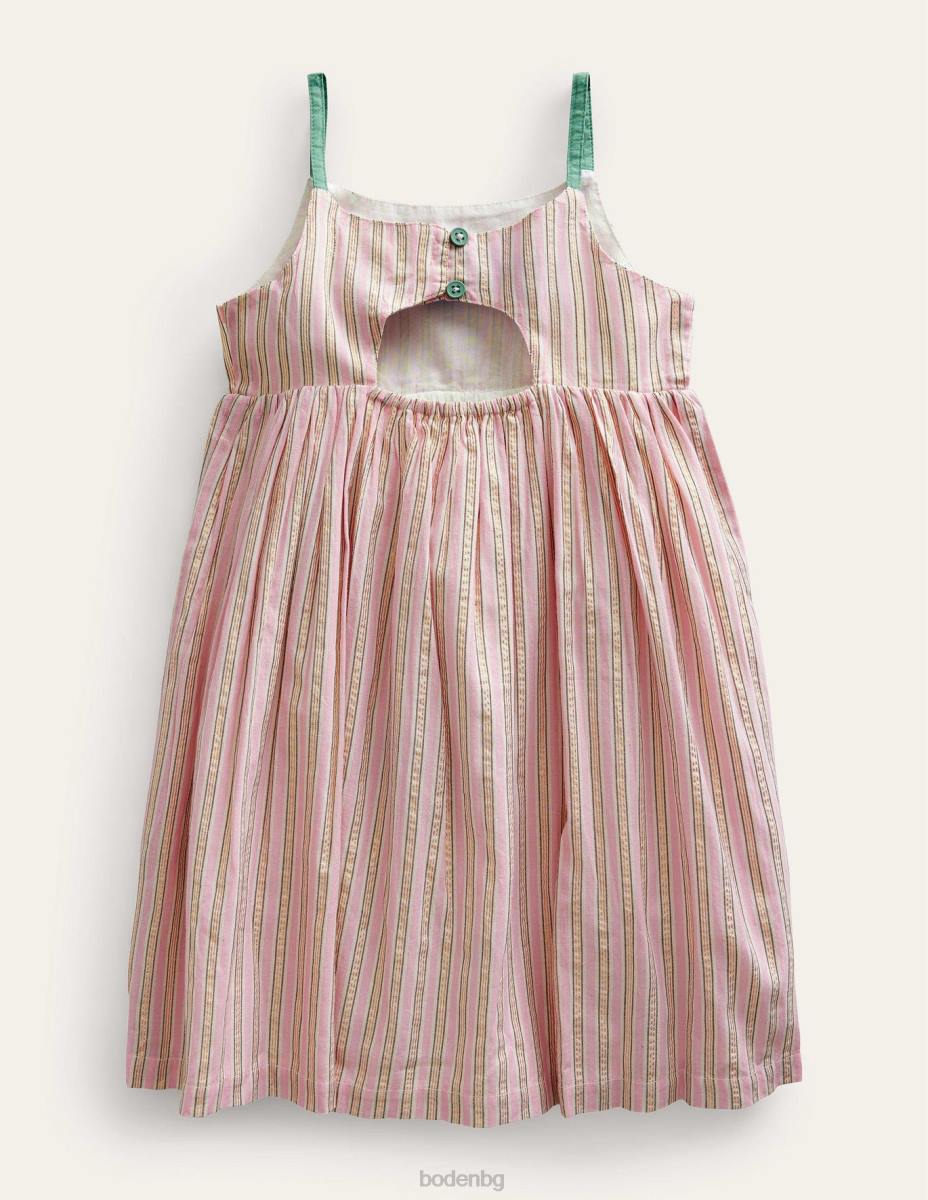 облекло Boden рокля с детайли на гърба люляк и метално райе момичета LL682883