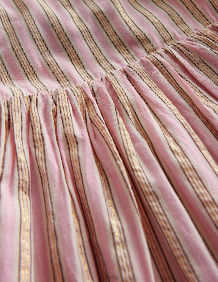 облекло Boden рокля с детайли на гърба люляк и метално райе момичета LL682883