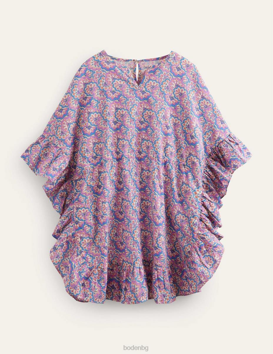 облекло Boden пончо кафтан с принт лупина и праскова пейсли момичета LL682891