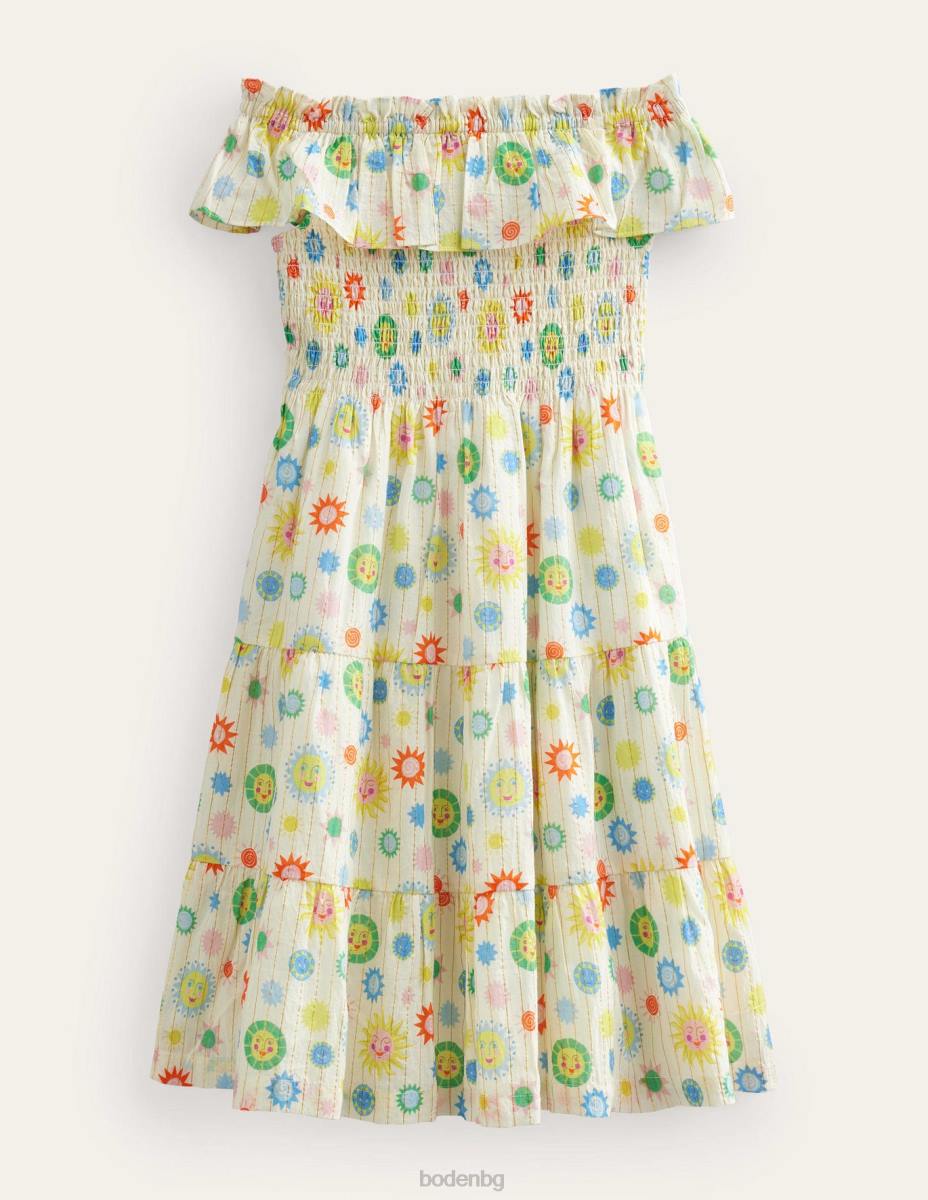 облекло Boden миди рокля с ризи слонова кост красиви слънца момичета LL682894