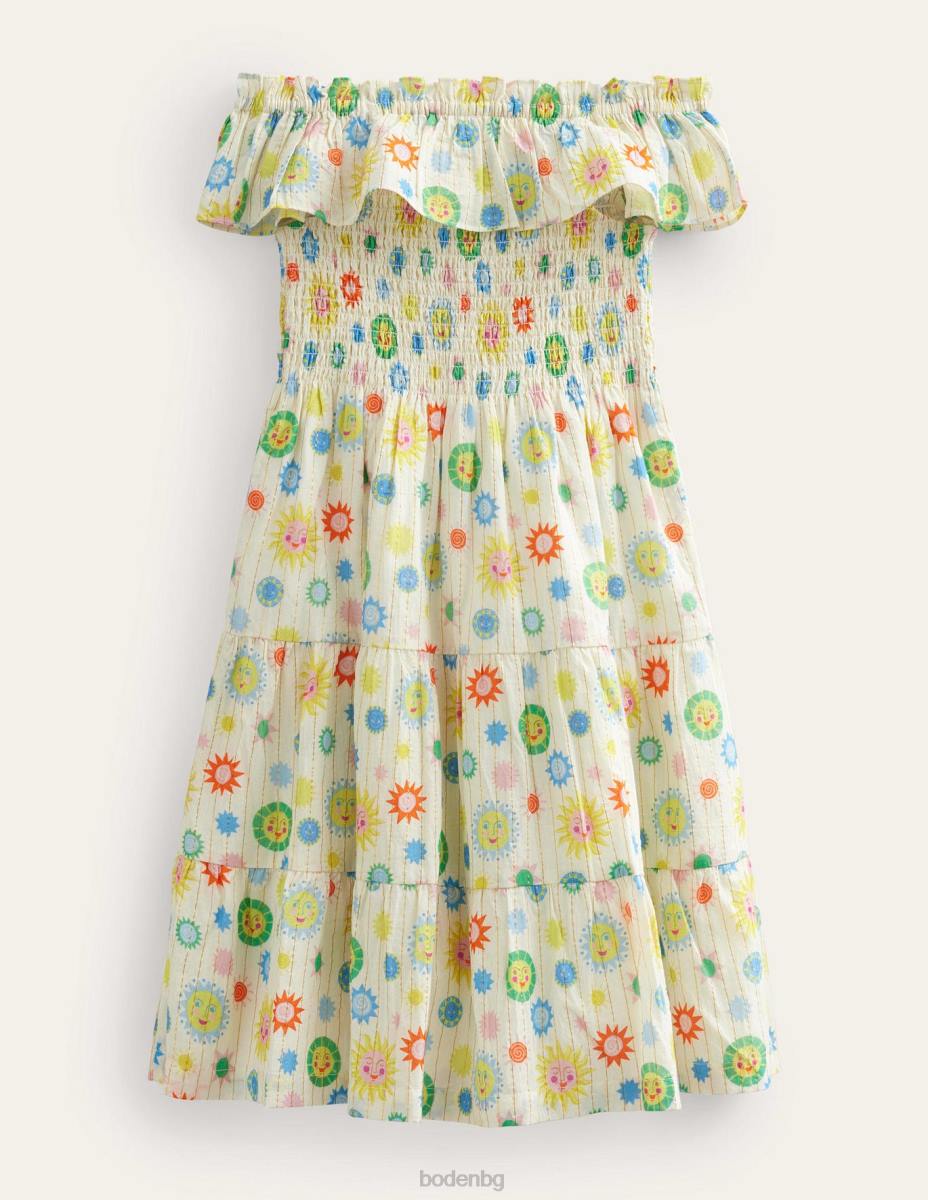 облекло Boden миди рокля с ризи слонова кост красиви слънца момичета LL682894