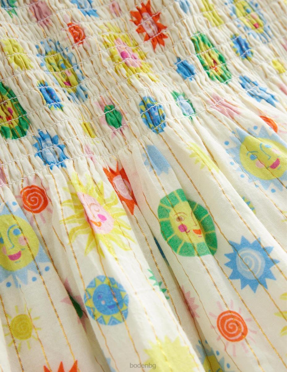 облекло Boden миди рокля с ризи слонова кост красиви слънца момичета LL682894