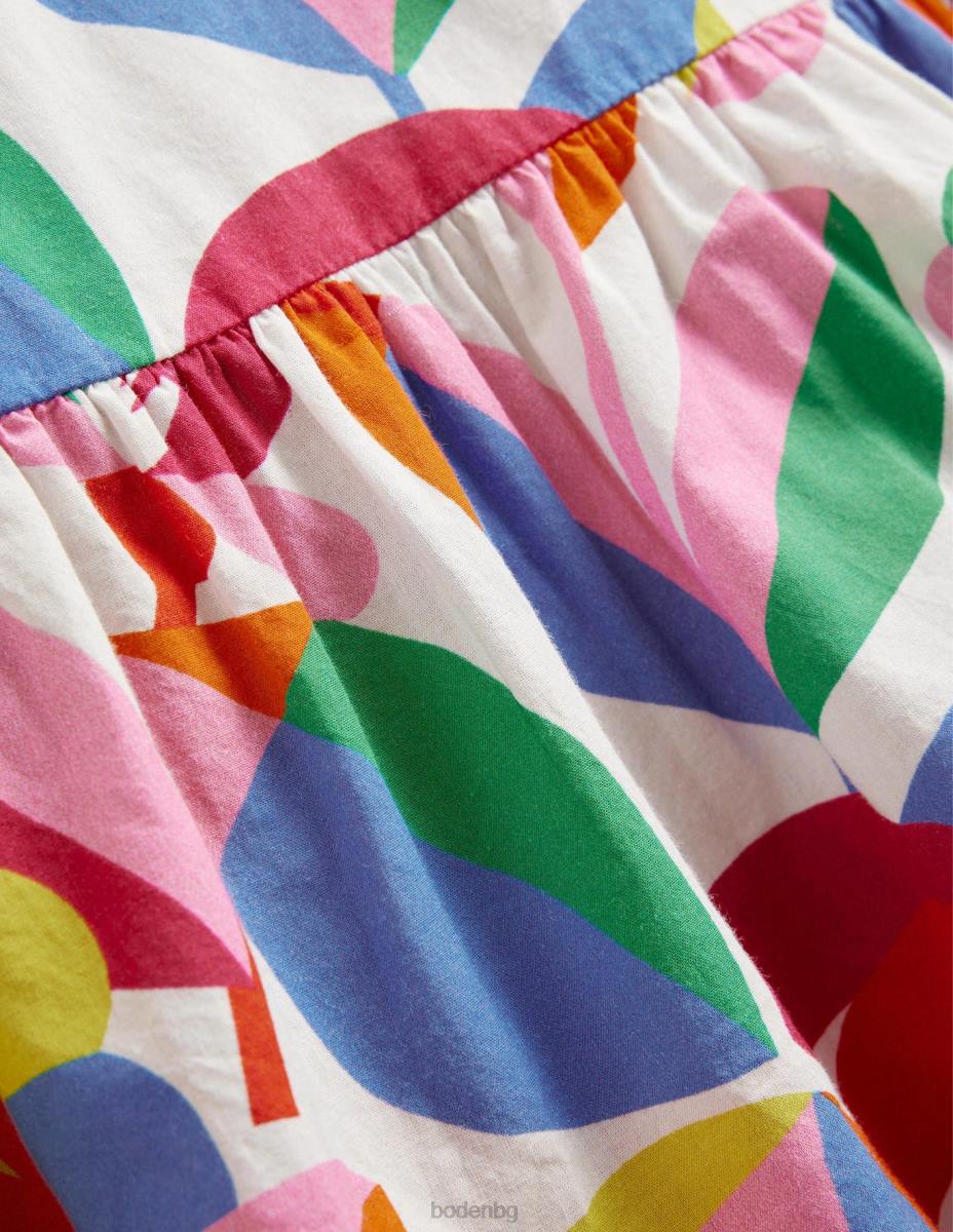 облекло Boden щампован кафтан с дълги ръкави слонова кост и много приказни цветя момичета LL682896