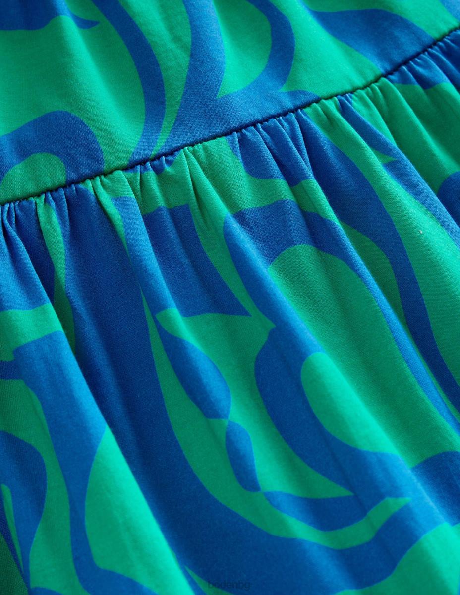 облекло Boden макси рокля от трико тропическо зелено момичета LL682898