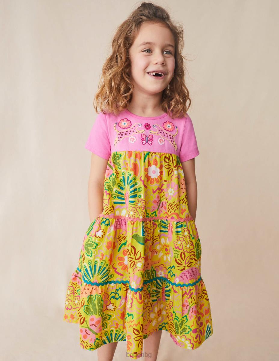 облекло Boden макси рокля с лого цариградско грозде флорални животни момичета LL682905