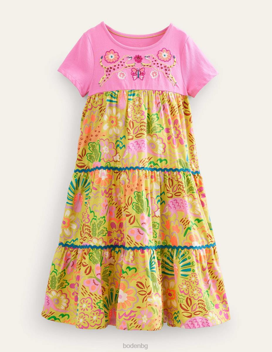 облекло Boden макси рокля с лого цариградско грозде флорални животни момичета LL682905